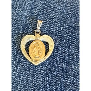 Sterling Silver 14k Miraculous Medal Mother Mary Charm Pendant Religious #615